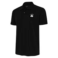 Men's Antigua Black Boston Celtics Metallic Logo Tribute Polo