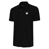 Men's Antigua Black Boston Celtics Metallic Logo Tribute Polo