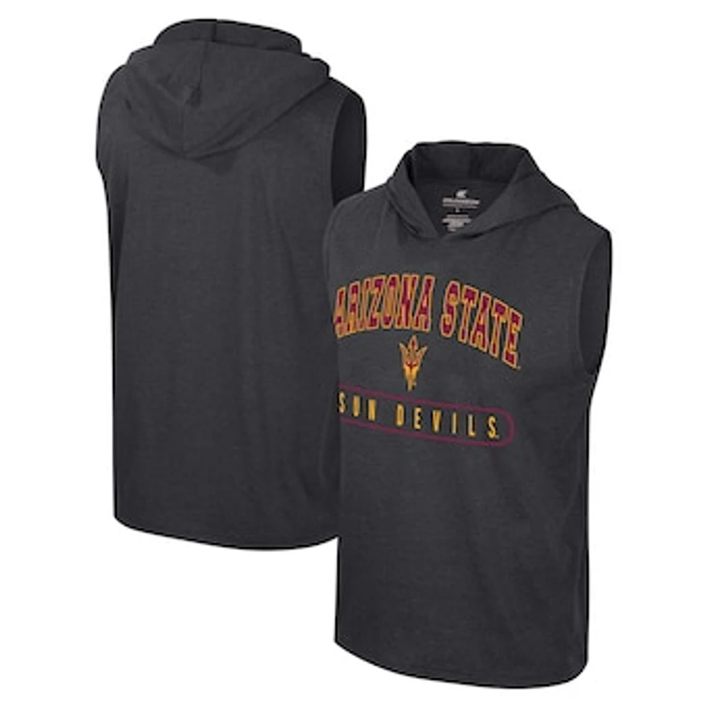 Men's Colosseum Black Arizona State Sun Devils Varsity Sleeveless Hoodie Tank Top