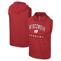 Men's Colosseum Red Wisconsin Badgers Varsity Sleeveless Hoodie Tank Top