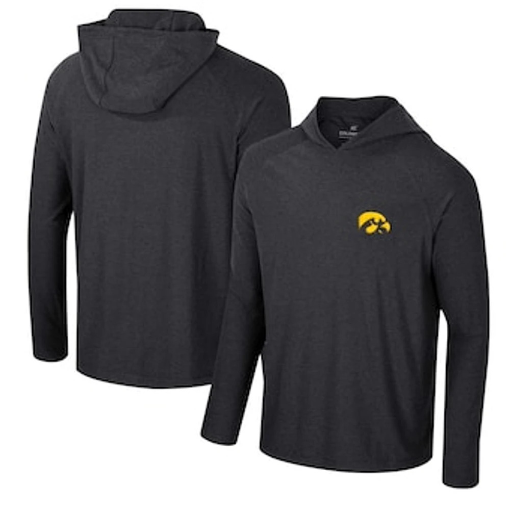 Men's Colosseum Black Iowa Hawkeyes Cloud Jersey Raglan Long Sleeve Hoodie T-Shirt