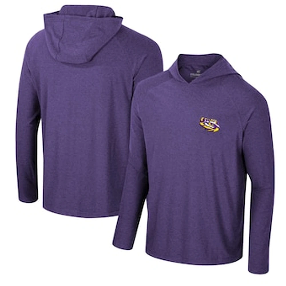 Men's Colosseum Purple LSU Tigers Cloud Jersey Raglan Long Sleeve Hoodie T-Shirt