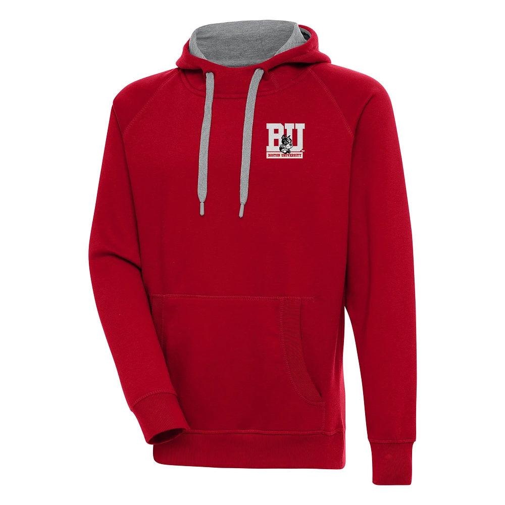 Men's Antigua Scarlet Boston University Victory Pullover Hoodie