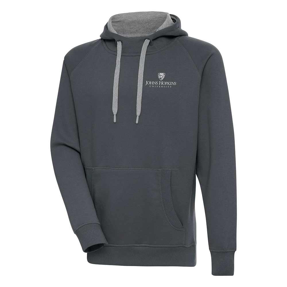 Men's Antigua Charcoal Johns Hopkins Blue Jays Victory Pullover Hoodie