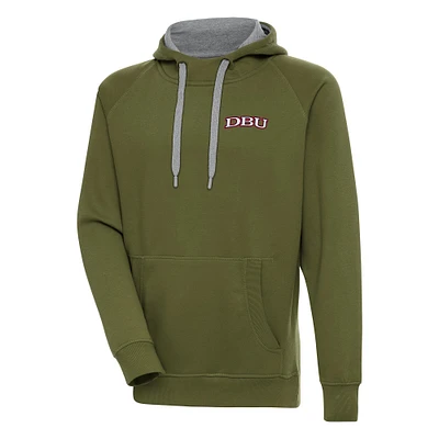 Men's Antigua  Olive Dallas Baptist Patriots Victory Pullover Hoodie