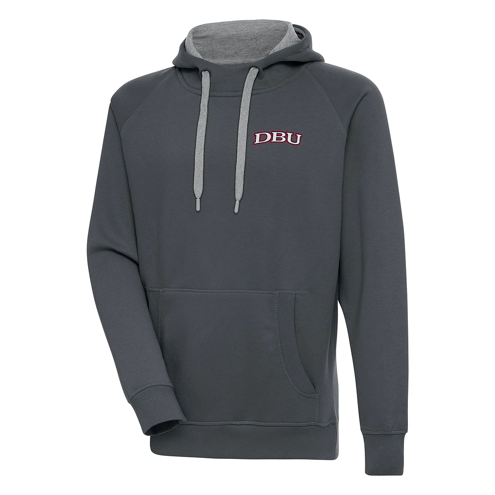 Men's Antigua Charcoal Dallas Baptist Patriots Victory Pullover Hoodie