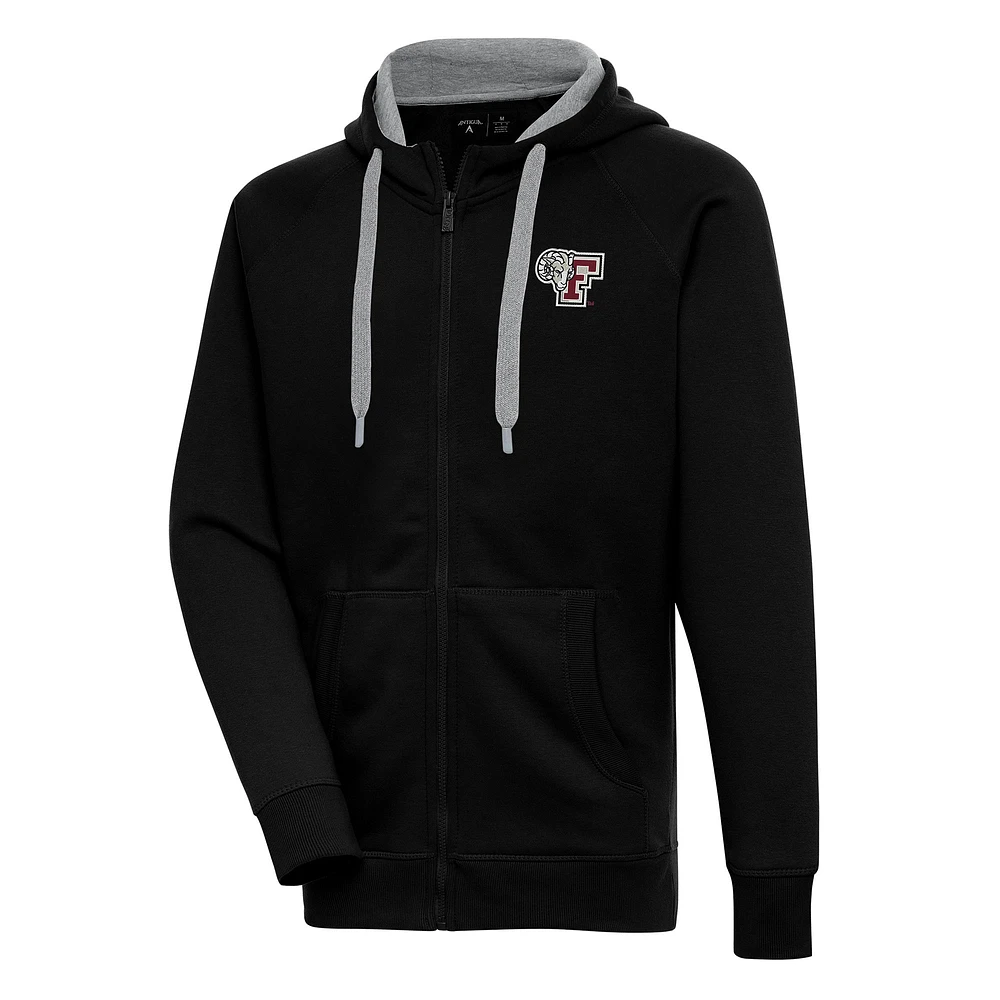 Men's Antigua Black Fordham Rams Victory Full-Zip Hoodie