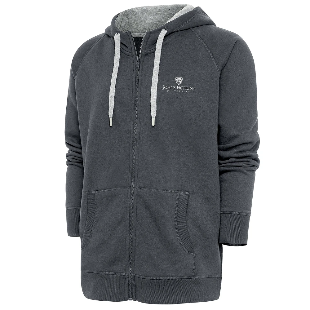 Men's Antigua Charcoal Johns Hopkins Blue Jays Victory Full-Zip Hoodie