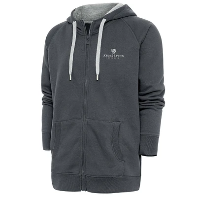 Men's Antigua  Charcoal Johns Hopkins Blue Jays Victory Full-Zip Hoodie