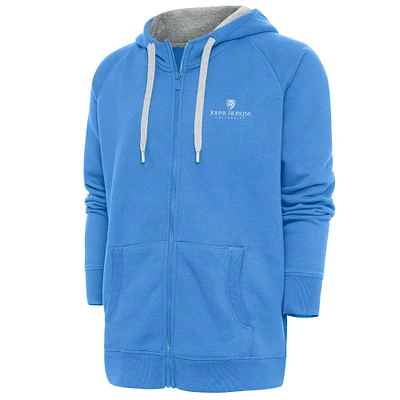 Men's Antigua  Light Blue Johns Hopkins Jays Victory Full-Zip Hoodie