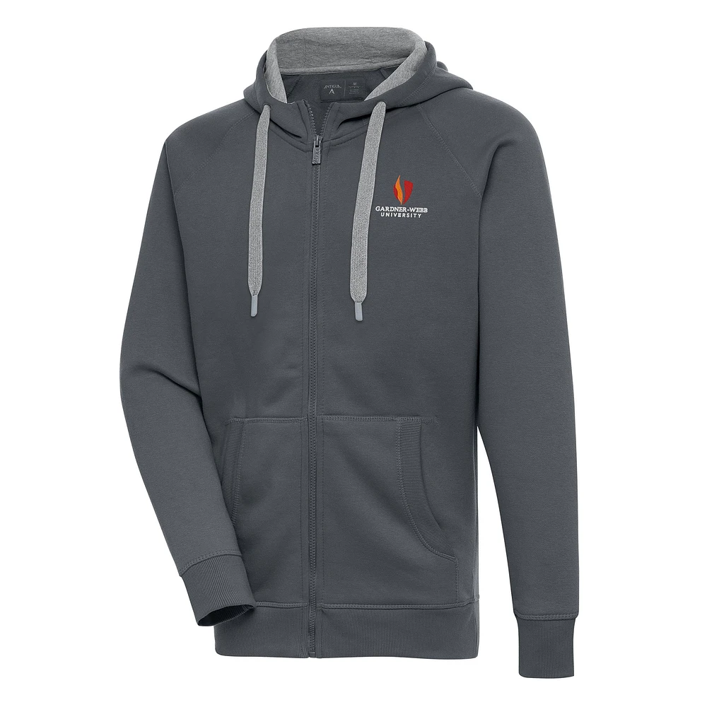 Men's Antigua Charcoal Gardner-Webb Bulldogs Victory Full-Zip Hoodie
