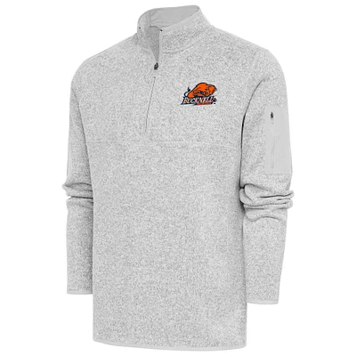 Men's Antigua  Heather Gray Bucknell Bison Fortune Quarter-Zip Pullover Jacket