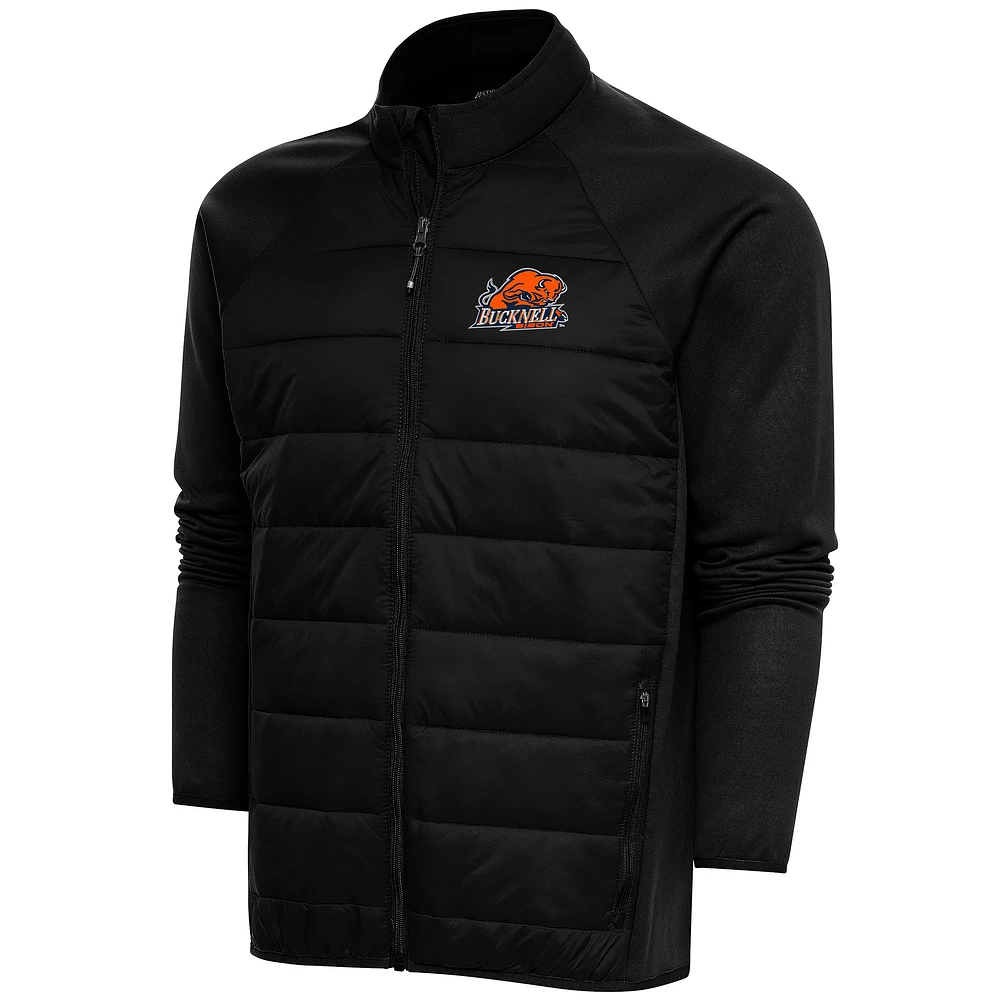 Men's Antigua Black Bucknell Bison Altitude Quilted Full-Zip Jacket
