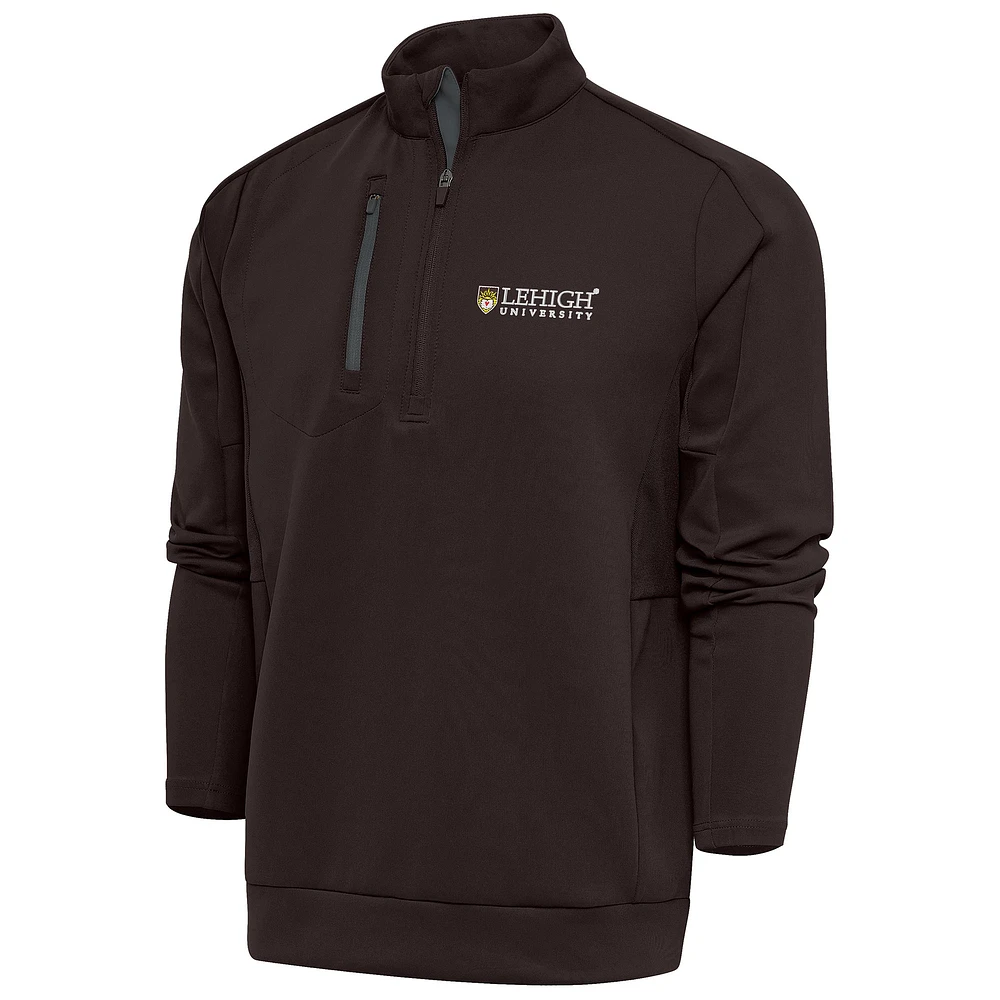 Men's Antigua Brown Lehigh Mountain Hawks Generation Quarter-Zip Pullover Top