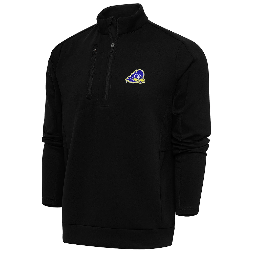 Men's Antigua Black Delaware Fightin' Blue Hens Generation Quarter-Zip Pullover Top