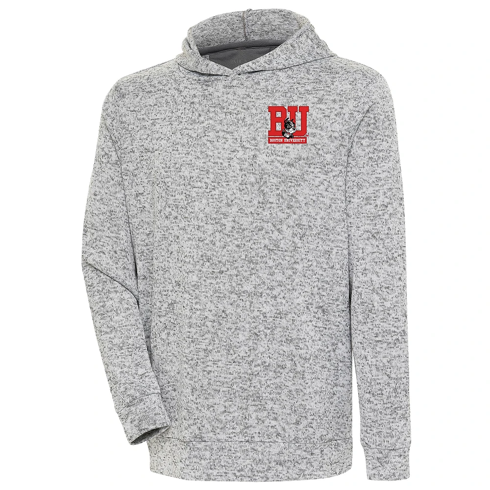 Men's Antigua Heather Gray Boston University Absolute Pullover Hoodie