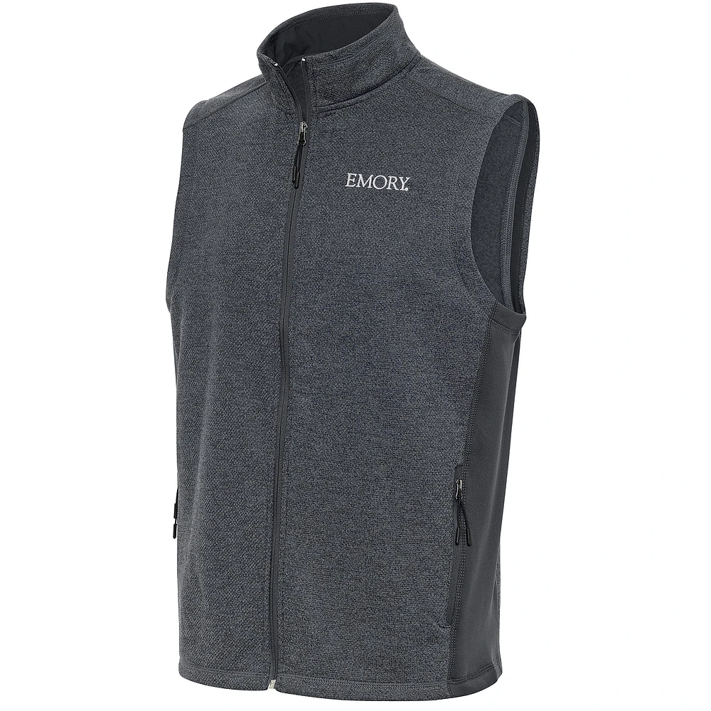 Men's Antigua Charcoal Emory Eagles Course Full-Zip Vest