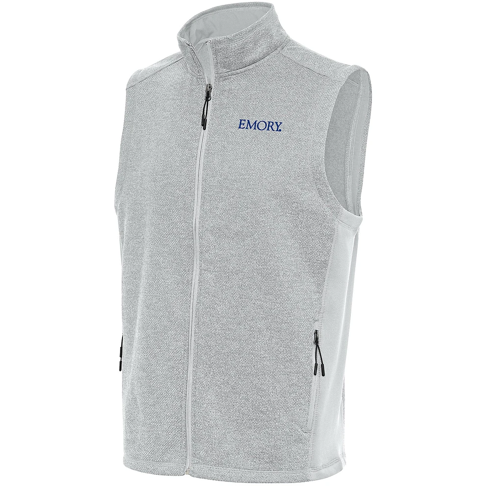 Men's Antigua Gray Emory Eagles Course Full-Zip Vest