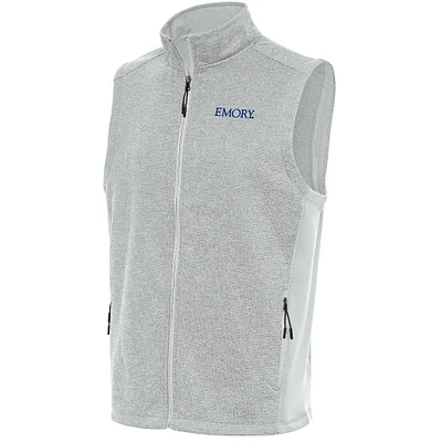 Men's Antigua  Gray Emory Eagles Course Full-Zip Vest