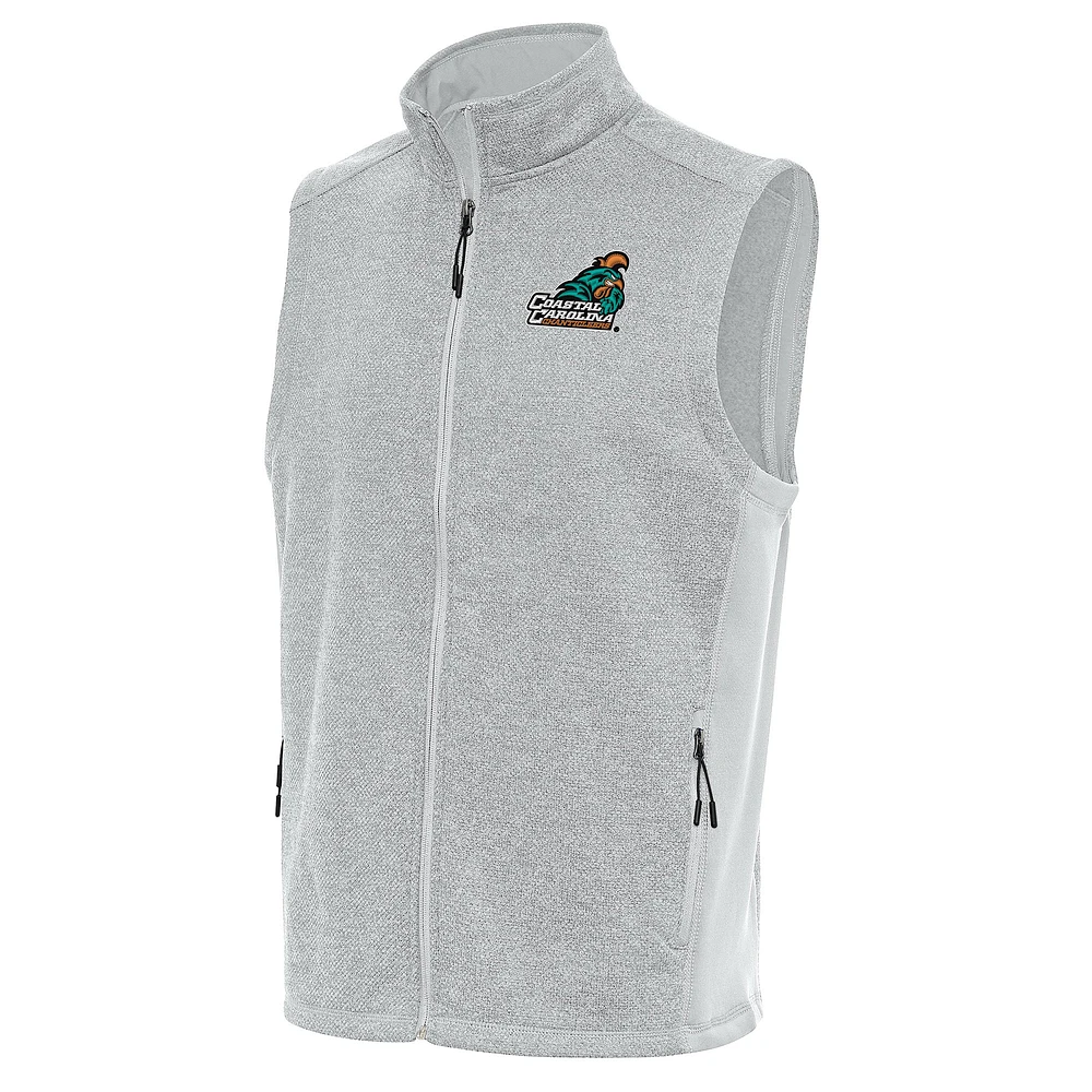 Men's Antigua Gray Coastal Carolina Chanticleers Course Full-Zip Vest