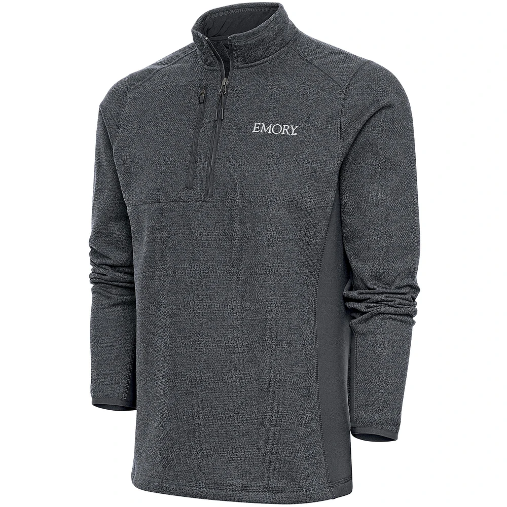 Men's Antigua Charcoal Emory Eagles Course Quarter-Zip Top