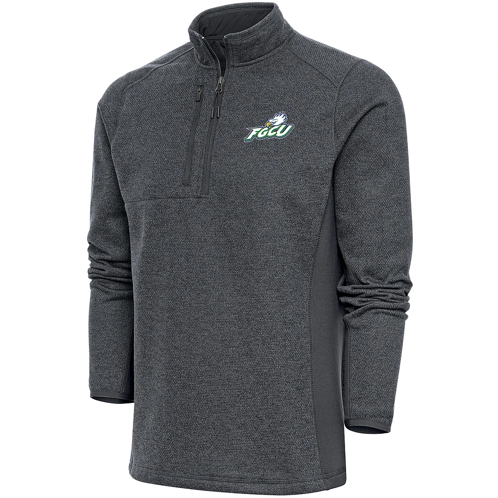 Men's Antigua Charcoal Florida Gulf Coast Eagles Course Quarter-Zip Top