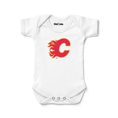 Newborn & Infant Chad Jake White Calgary Flames Logo Bodysuit