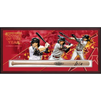 Corbin Carroll Arizona Diamondbacks Autographed Framed 2023 National League Rookie of the Year Louisville Slugger Game Model Bat with Shadowbox Collage