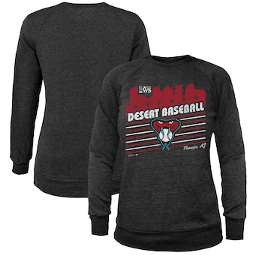 Women's Majestic Threads  Black Arizona Diamondbacks 2023 World Series Local Lines Tri-Blend Pullover Sweatshirt