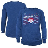 Women's Majestic Threads  Royal Texas Rangers 2023 World Series Local Lines Tri-Blend Pullover Sweatshirt