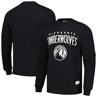 Men's Mitchell & Ness Black Minnesota Timberwolves Arched Wordmark Pullover Sweatshirt