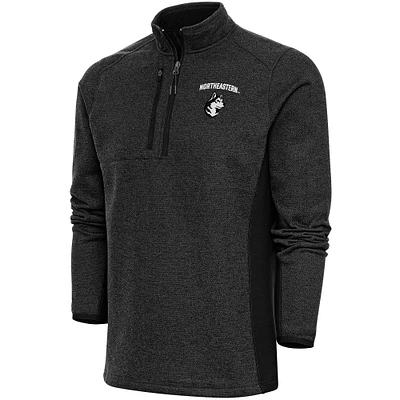 Men's Antigua  Heather Black Northeastern Huskies Course Quarter-Zip Top