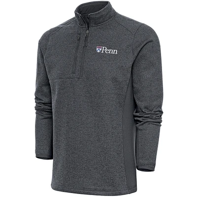 Men's Antigua  Charcoal Pennsylvania Quakers Course Quarter-Zip Top