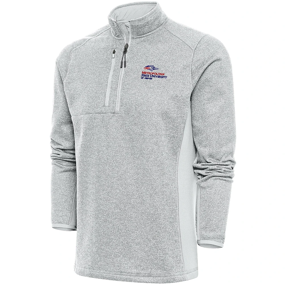 Men's Antigua Gray MSU Denver Roadrunners Course Quarter-Zip Top