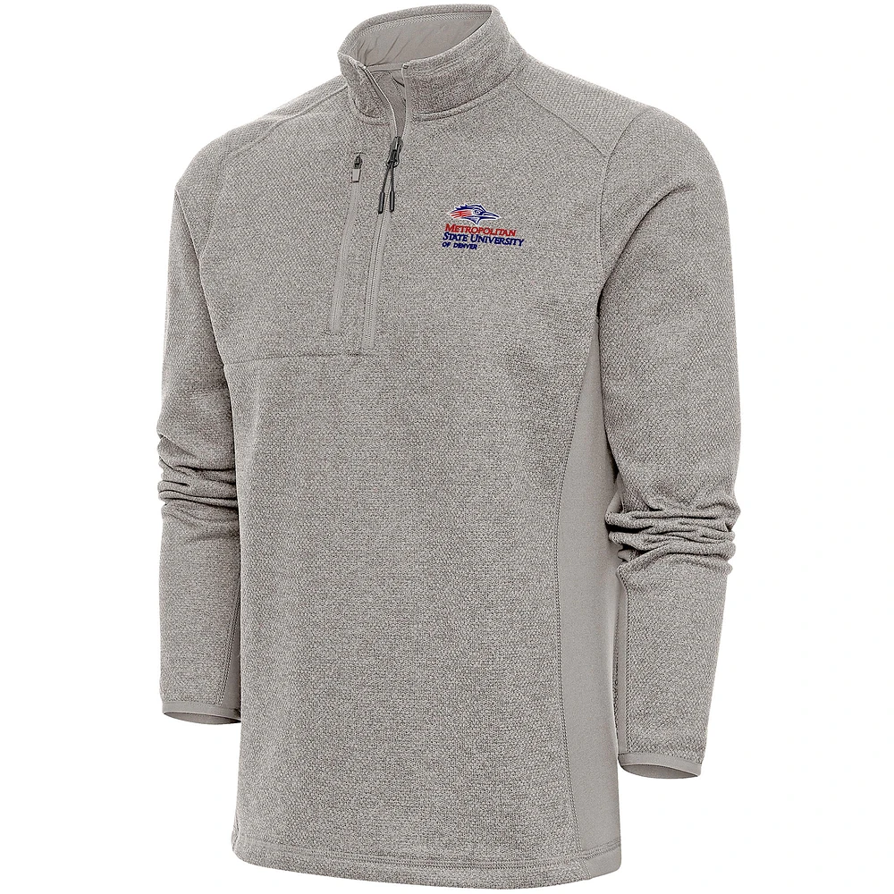 Men's Antigua Oatmeal MSU Denver Roadrunners Course Quarter-Zip Top