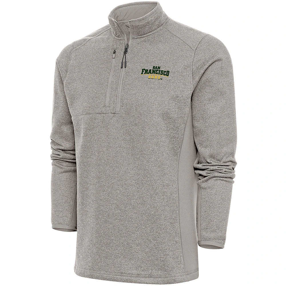 Men's Antigua Oatmeal San Francisco Dons Course Quarter-Zip Top