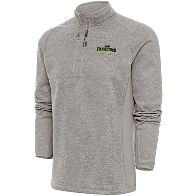 Men's Antigua  Oatmeal San Francisco Dons Course Quarter-Zip Top