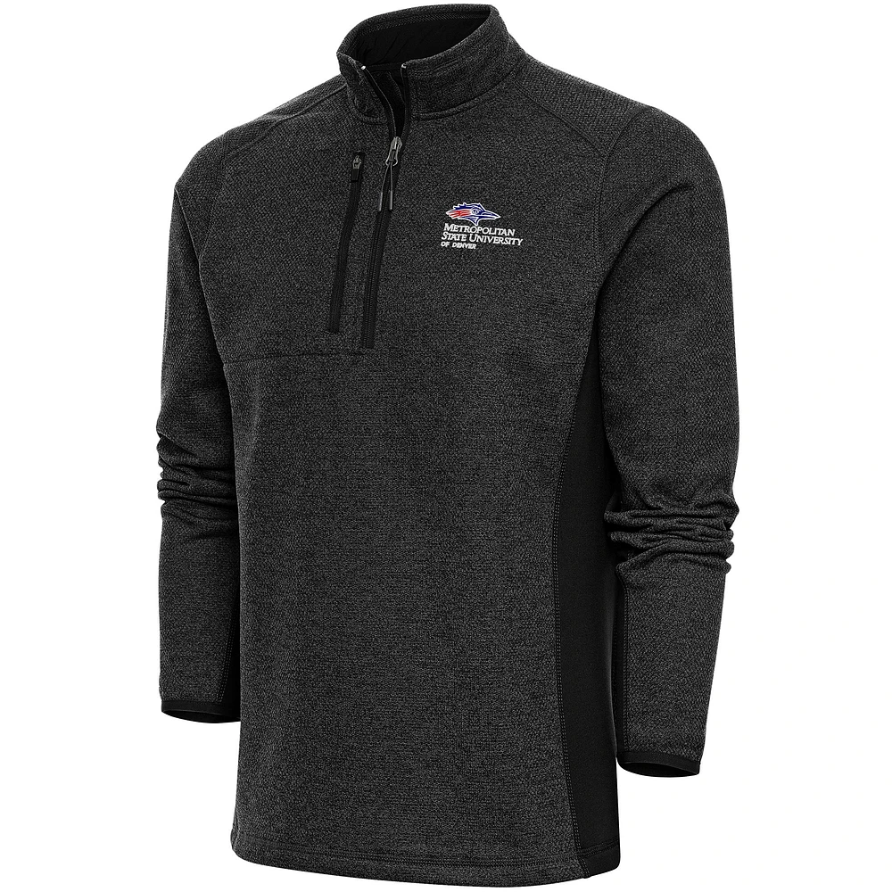 Men's Antigua Heather Black MSU Denver Roadrunners Course Quarter-Zip Top