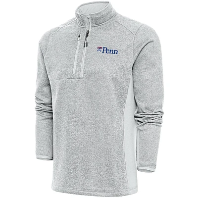 Men's Antigua  Gray Pennsylvania Quakers Course Quarter-Zip Top