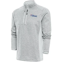 Men's Antigua  Gray Pennsylvania Quakers Course Quarter-Zip Top