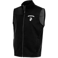 Men's Antigua  Black Northeastern Huskies Links Full-Zip Golf Vest