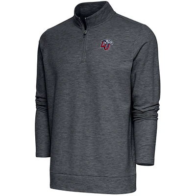 Men's Antigua  Heather Charcoal Liberty Flames Gambit Quarter-Zip Pullover Top