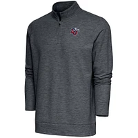 Men's Antigua  Heather Charcoal Liberty Flames Gambit Quarter-Zip Pullover Top