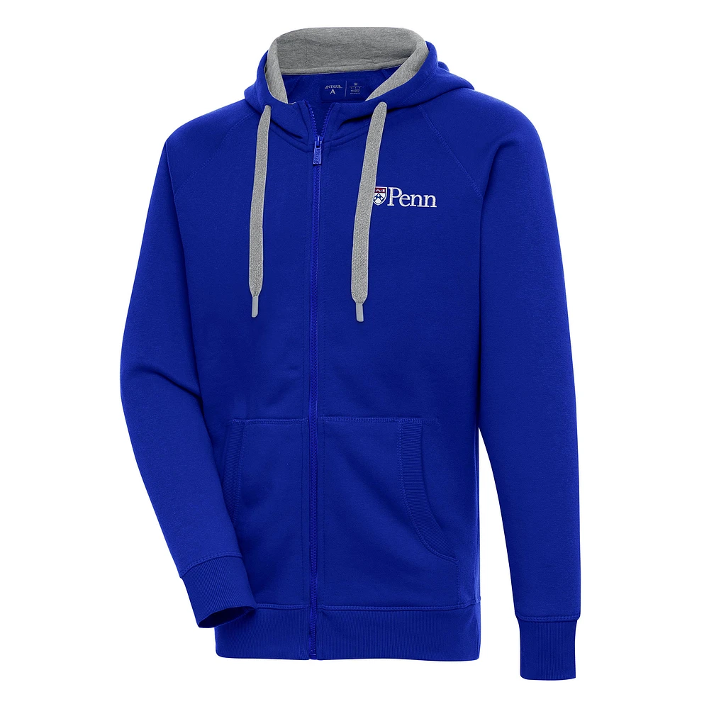 Men's Antigua Royal Pennsylvania Quakers Victory Full-Zip Hoodie