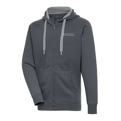 Men's Antigua  Charcoal UChicago Maroons Victory Full-Zip Hoodie