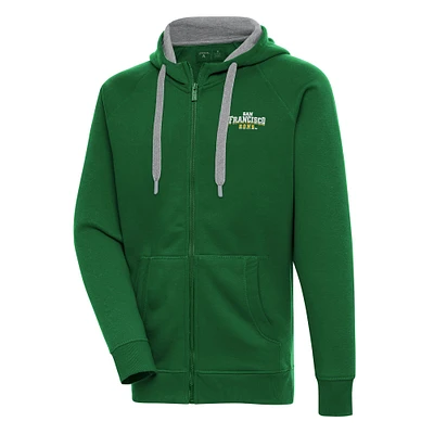 Men's Antigua  Green San Francisco Dons Victory Full-Zip Hoodie