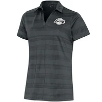 Women's Antigua  Charcoal Los Angeles Lakers Brushed Metallic Compass Polo