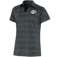 Women's Antigua  Charcoal Los Angeles Lakers Brushed Metallic Compass Polo