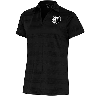Women's Antigua  Black Memphis Grizzlies Brushed Metallic Compass Polo