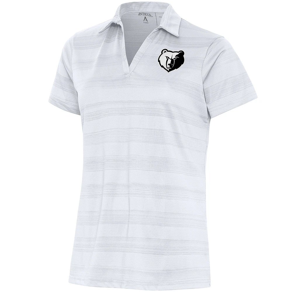 Women's Antigua White Memphis Grizzlies Brushed Metallic Compass Polo